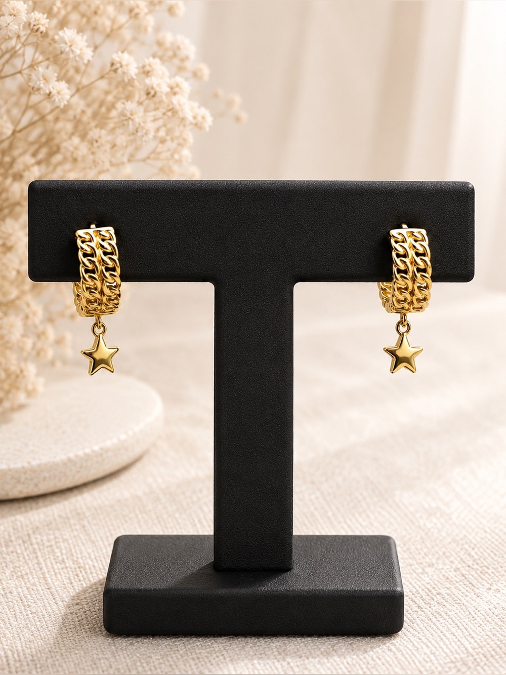 Earrings vermeil sterling silver 925 star